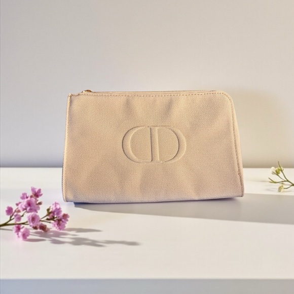 Christian Dior Canvas Cosmetic Travel Pouch Bag in Beige - Picture 9 of 10